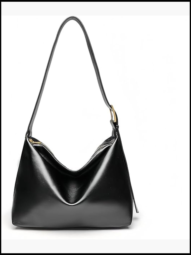 Genuine Leather Hobo Bag Crossbody Slouchy Shoulder Handbag With Adjustable